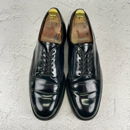 SANDERS サンダース 1384 Officer Shoe オフィサーシューズ プレーン 外羽根 ポリッシュドカーフ 黒 ブラック UK7.5 / 26.5cm【W3555】