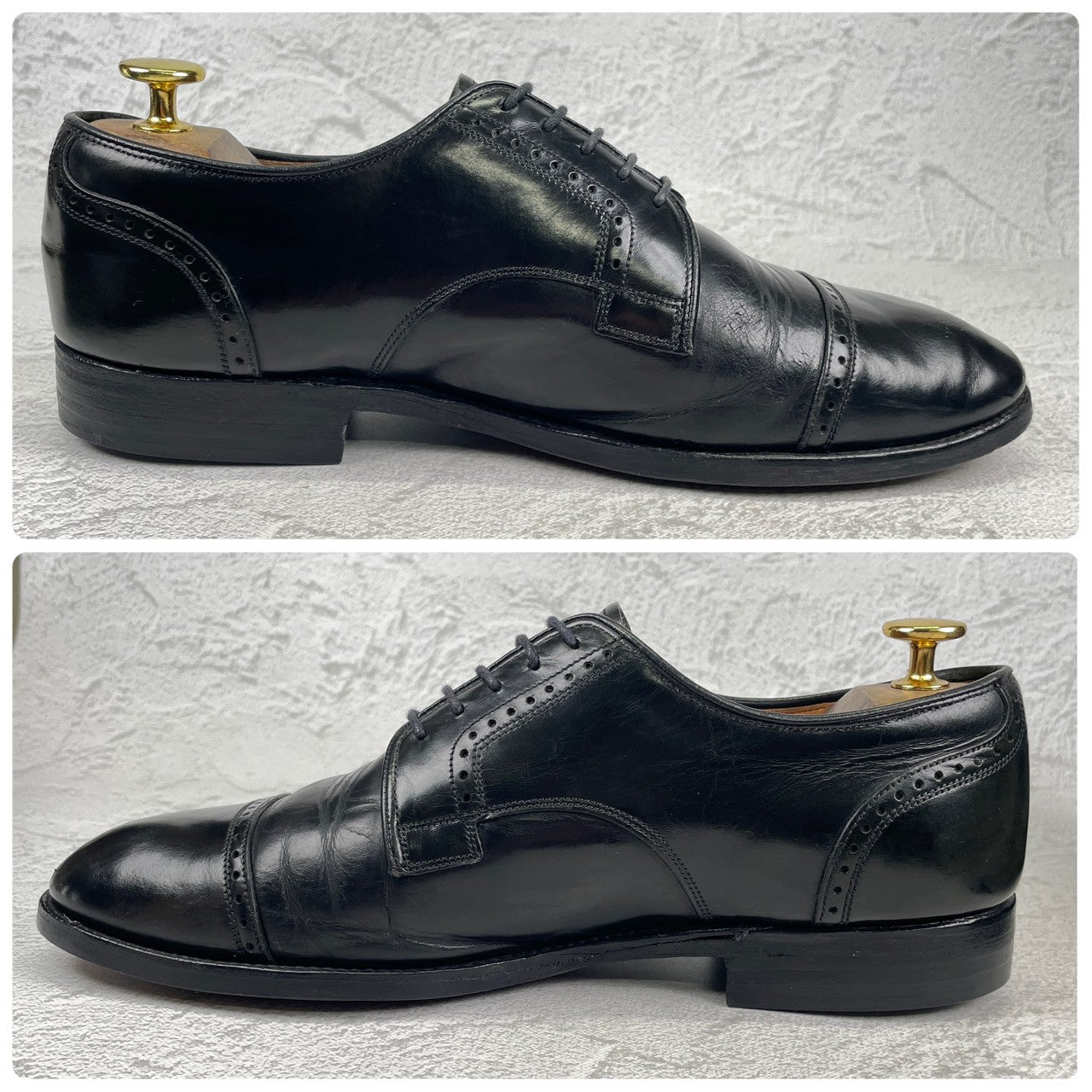 【73ラスト】Church's チャーチ 4都市 Punched Cap Toe パンチドキャップトゥ 外羽根 黒 ブラック UK7.0 / 25.5cm【W3553】
