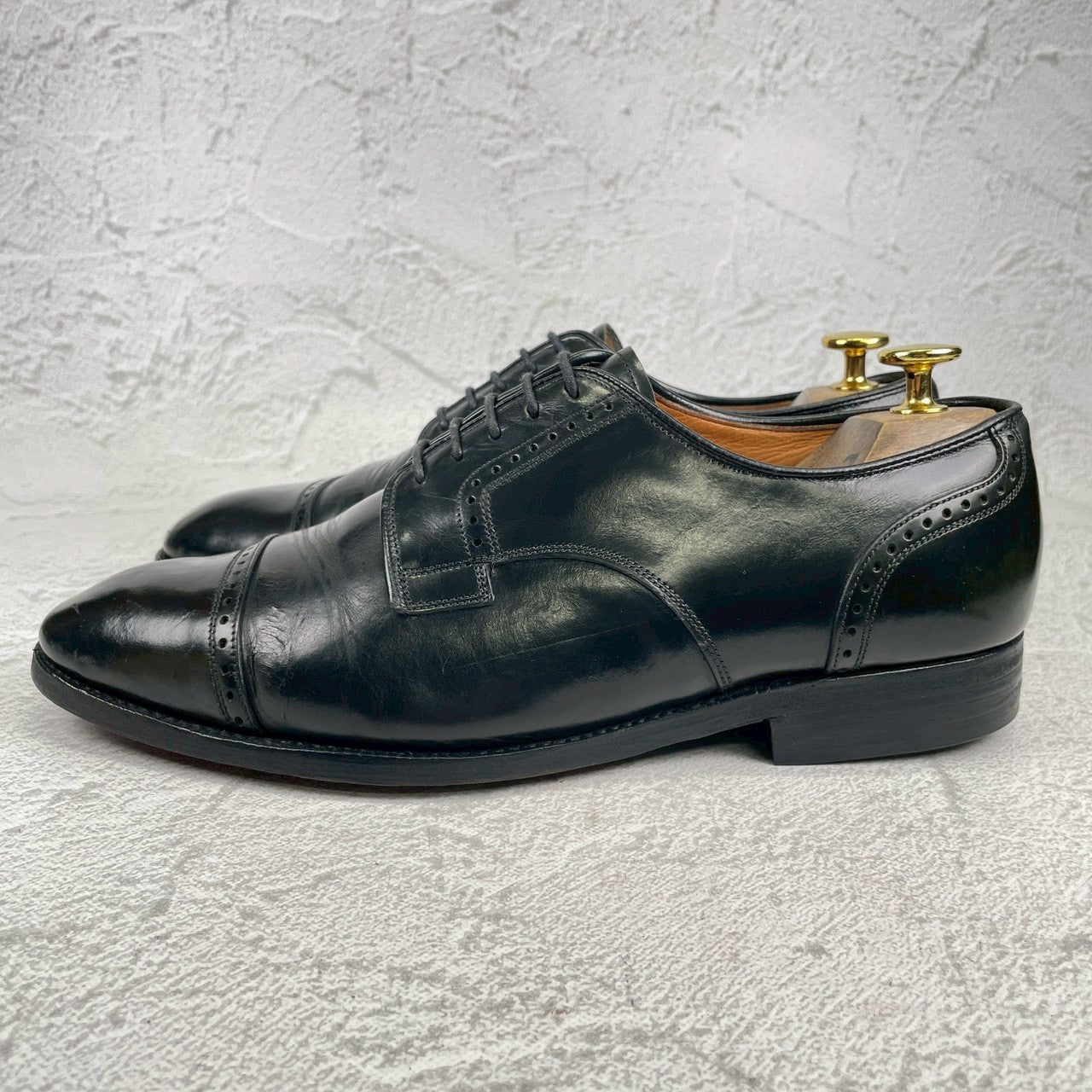【73ラスト】Church's チャーチ 4都市 Punched Cap Toe パンチドキャップトゥ 外羽根 黒 ブラック UK7.0 / 25.5cm【W3553】
