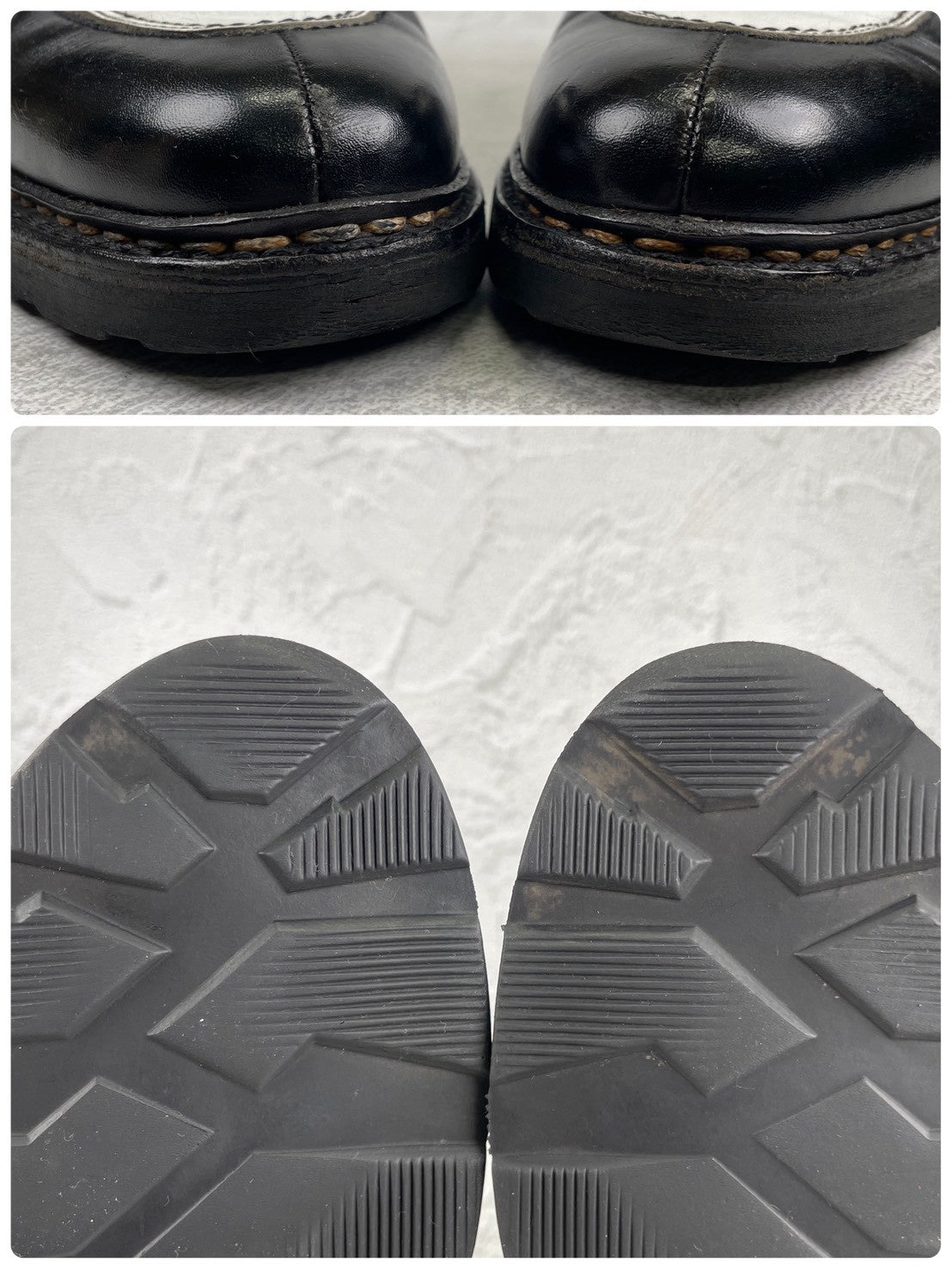 Paraboot パラブーツ AVIGNON アヴィニョン Uチップ 外羽根 コンビカラー 黒 白 ブラック ホワイト UK7 / 25.5cm【W3552】
