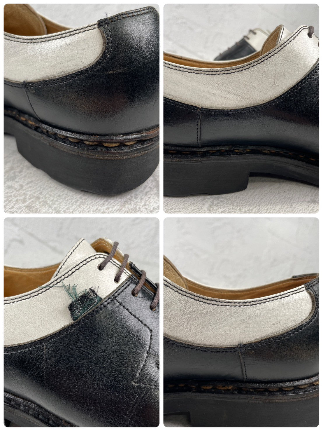 Paraboot パラブーツ AVIGNON アヴィニョン Uチップ 外羽根 コンビカラー 黒 白 ブラック ホワイト UK7 / 25.5cm【W3552】