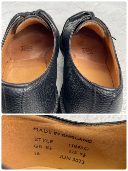 【美品】SANDERS サンダース 1184BG U-Tip Shoe Uチップ 外羽根 グレインレザー ミリタリー ダービー黒 ブラック UK8.5 / 27.0cm【Ｗ3561】