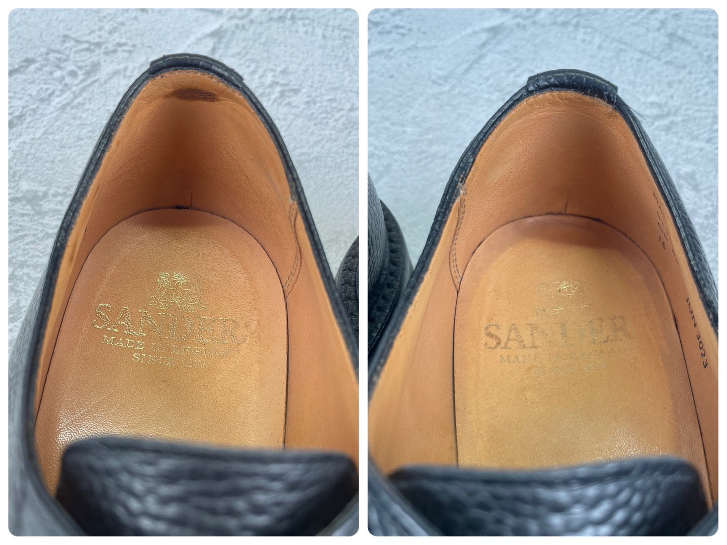 【美品】SANDERS サンダース 1184BG U-Tip Shoe Uチップ 外羽根 グレインレザー ミリタリー ダービー黒 ブラック UK8.5 / 27.0cm【Ｗ3561】
