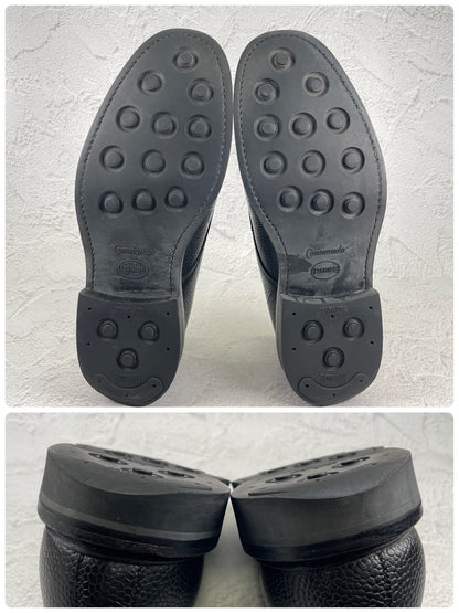 【美品】SANDERS サンダース 1184BG U-Tip Shoe Uチップ 外羽根 グレインレザー ミリタリー ダービー黒 ブラック UK8.5 / 27.0cm【Ｗ3561】