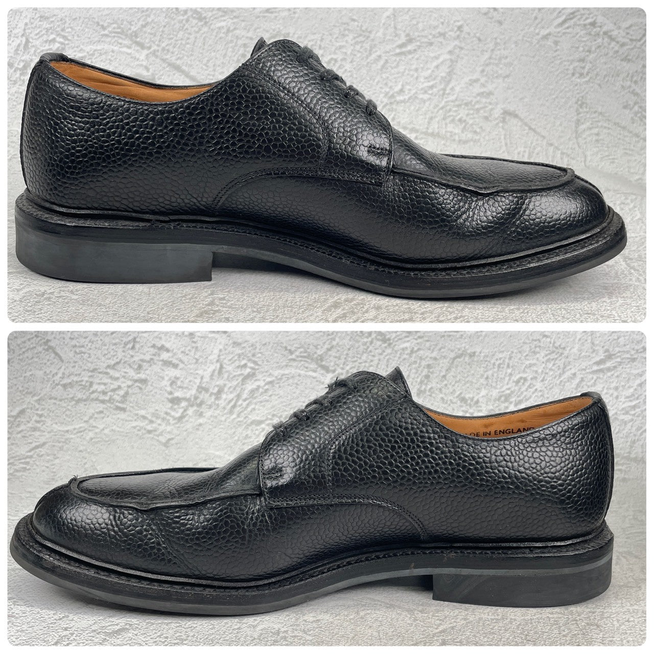 【美品】SANDERS サンダース 1184BG U-Tip Shoe Uチップ 外羽根 グレインレザー ミリタリー ダービー黒 ブラック UK8.5 / 27.0cm【Ｗ3561】
