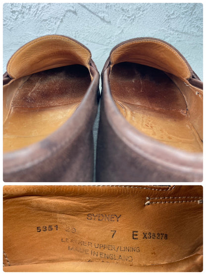 Crockett&Jones クロケット＆ジョーンズ SYDNEY シドニー コインローファー スエード 茶 ブラウン UK7 / 25.5cm【Ｗ3568】