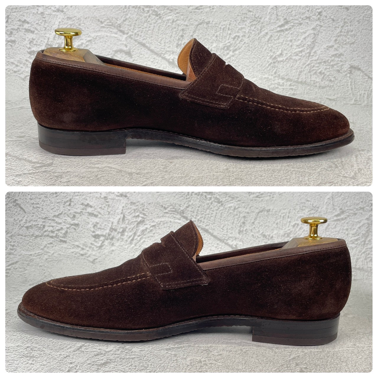 Crockett&Jones クロケット＆ジョーンズ SYDNEY シドニー コインローファー スエード 茶 ブラウン UK7 / 25.5cm【Ｗ3568】