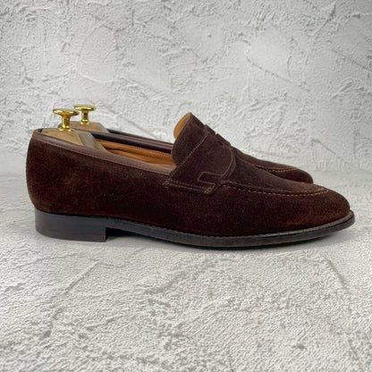 Crockett&Jones クロケット＆ジョーンズ SYDNEY シドニー コインローファー スエード 茶 ブラウン UK7 / 25.5cm【Ｗ3568】
