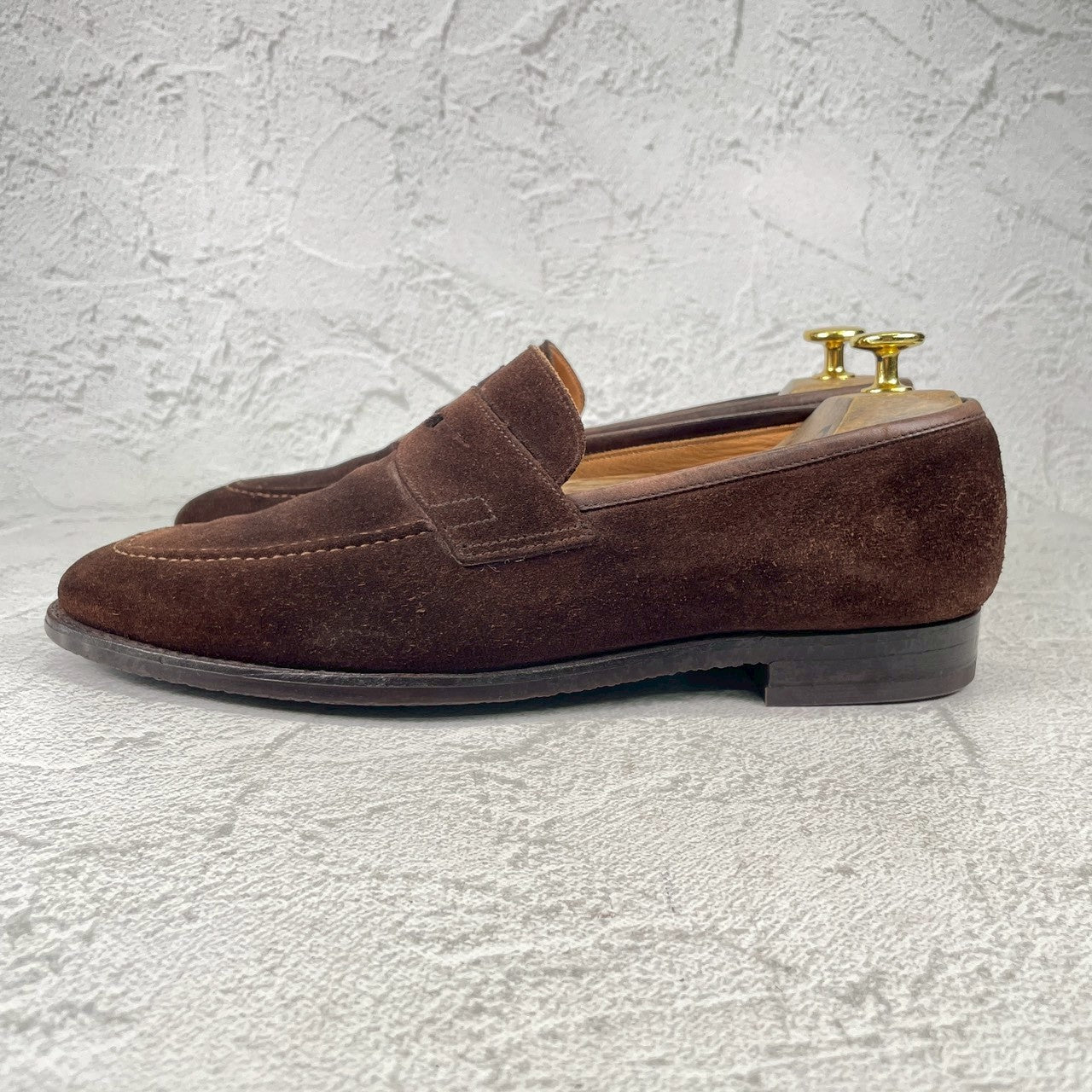 Crockett&Jones クロケット＆ジョーンズ SYDNEY シドニー コインローファー スエード 茶 ブラウン UK7 / 25.5cm【Ｗ3568】