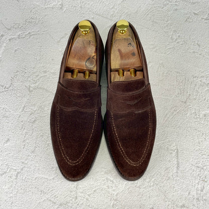 Crockett&Jones クロケット＆ジョーンズ SYDNEY シドニー コインローファー スエード 茶 ブラウン UK7 / 25.5cm【Ｗ3568】