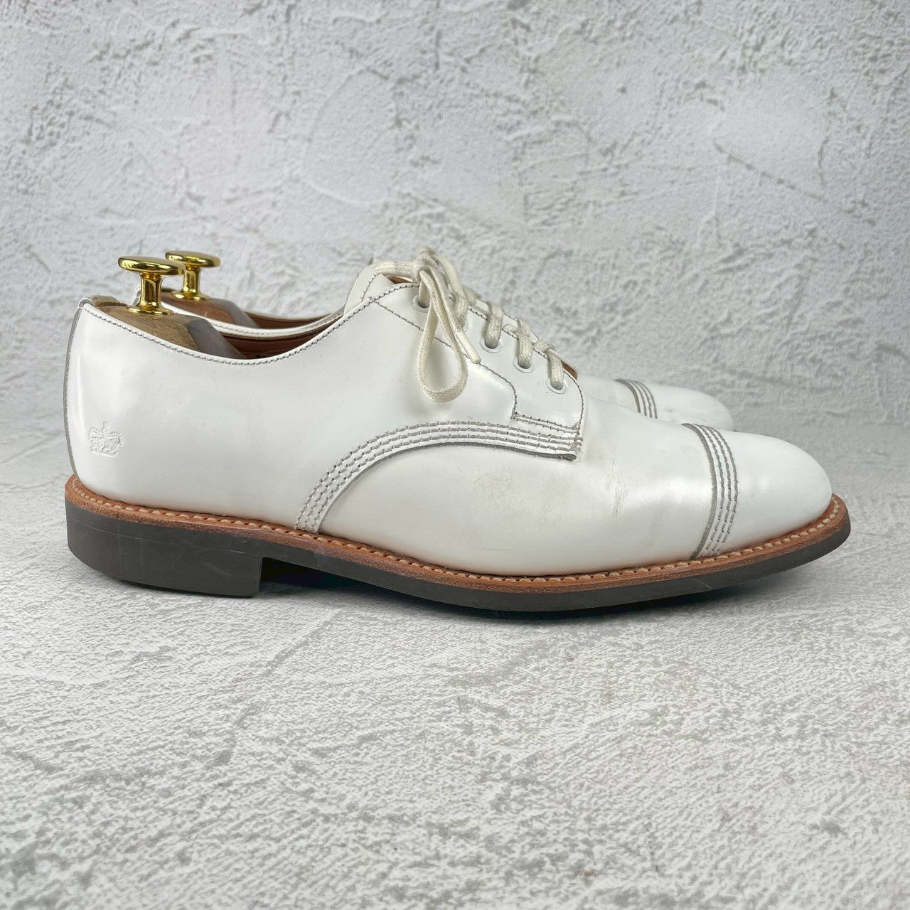 【夏の足元を彩る白靴】SANDERS サンダース MILITARY DERBY SHOE ミリタリー ダービーシューズ 白 ホワイト UK5 / 24〜24.5cm【Ｗ3566】