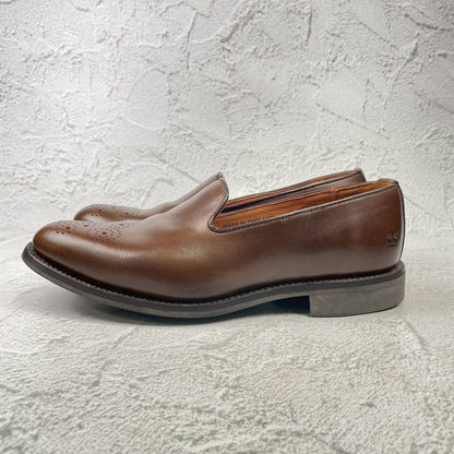 【美品】SANDERS サンダース 150周年アニバーサリー ブローグスリッポン 茶 ブラウン UK6.5 / 25.0cm【Ｗ3590】