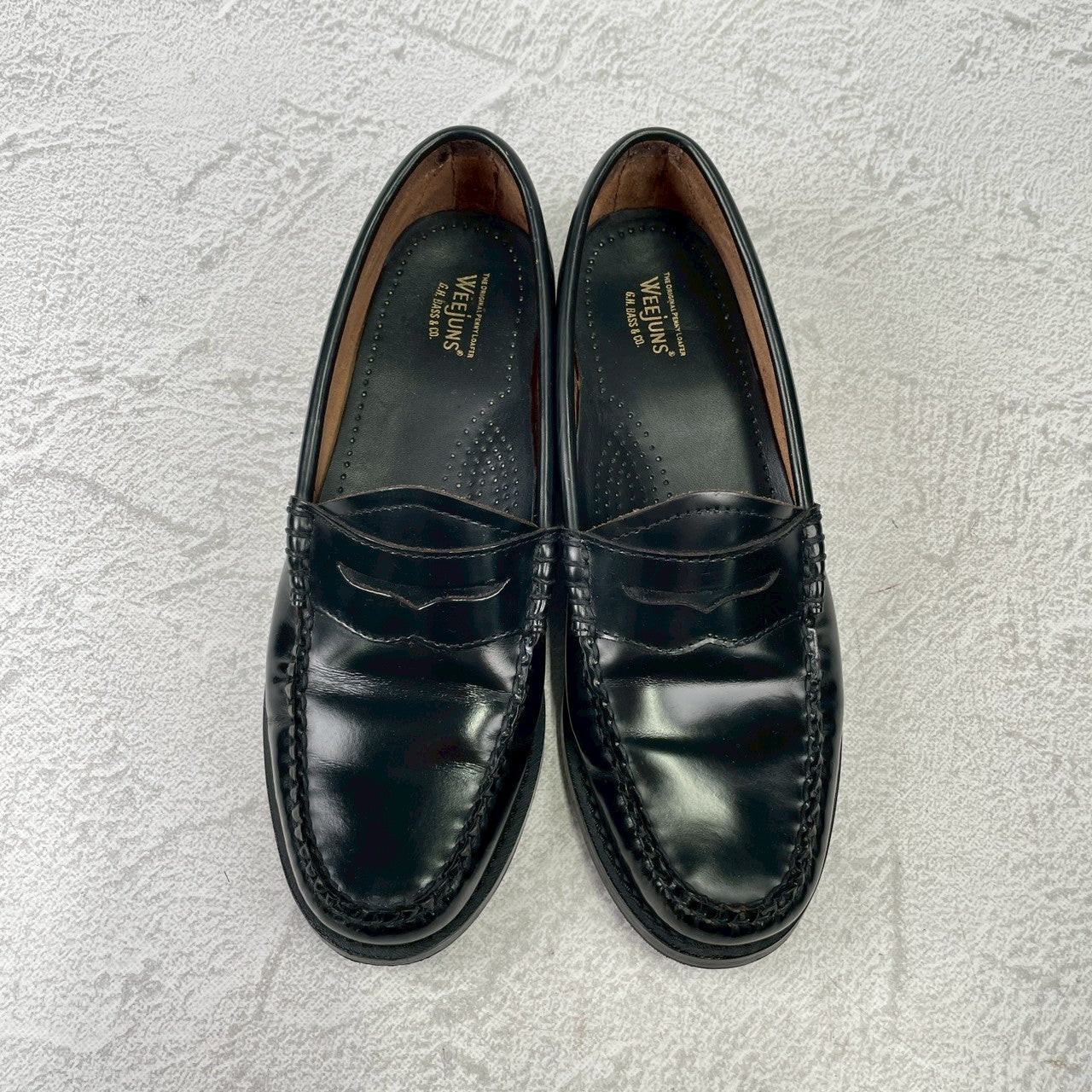 【良品】G.H.BASS ジーエイチバス LARSON ラーソン BA41010 コインローファー 黒 US6 / UK4 / EU37 / 23.0cm【Ｗ3581】 Black