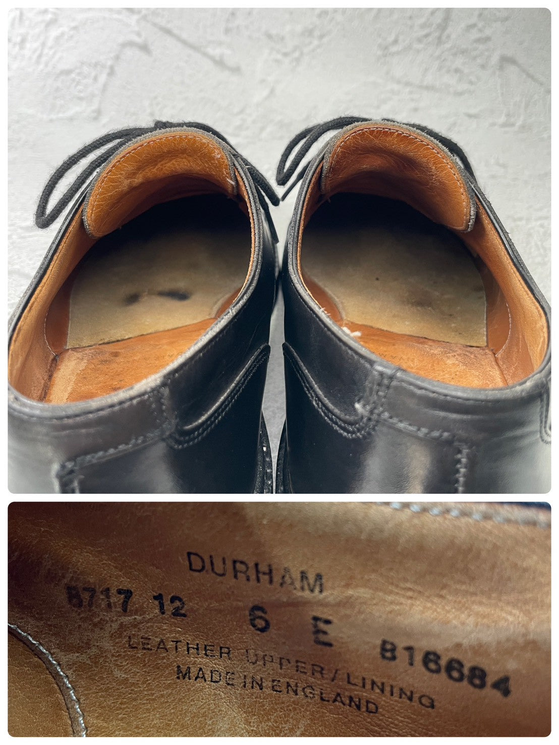 【オールソール済み】CROCKETT&JONES クロケットアンドジョーンズ DURHAM ダラム Uチップ 外羽根 黒 ブラック UK6 / 24.5cm【Ｗ3589】