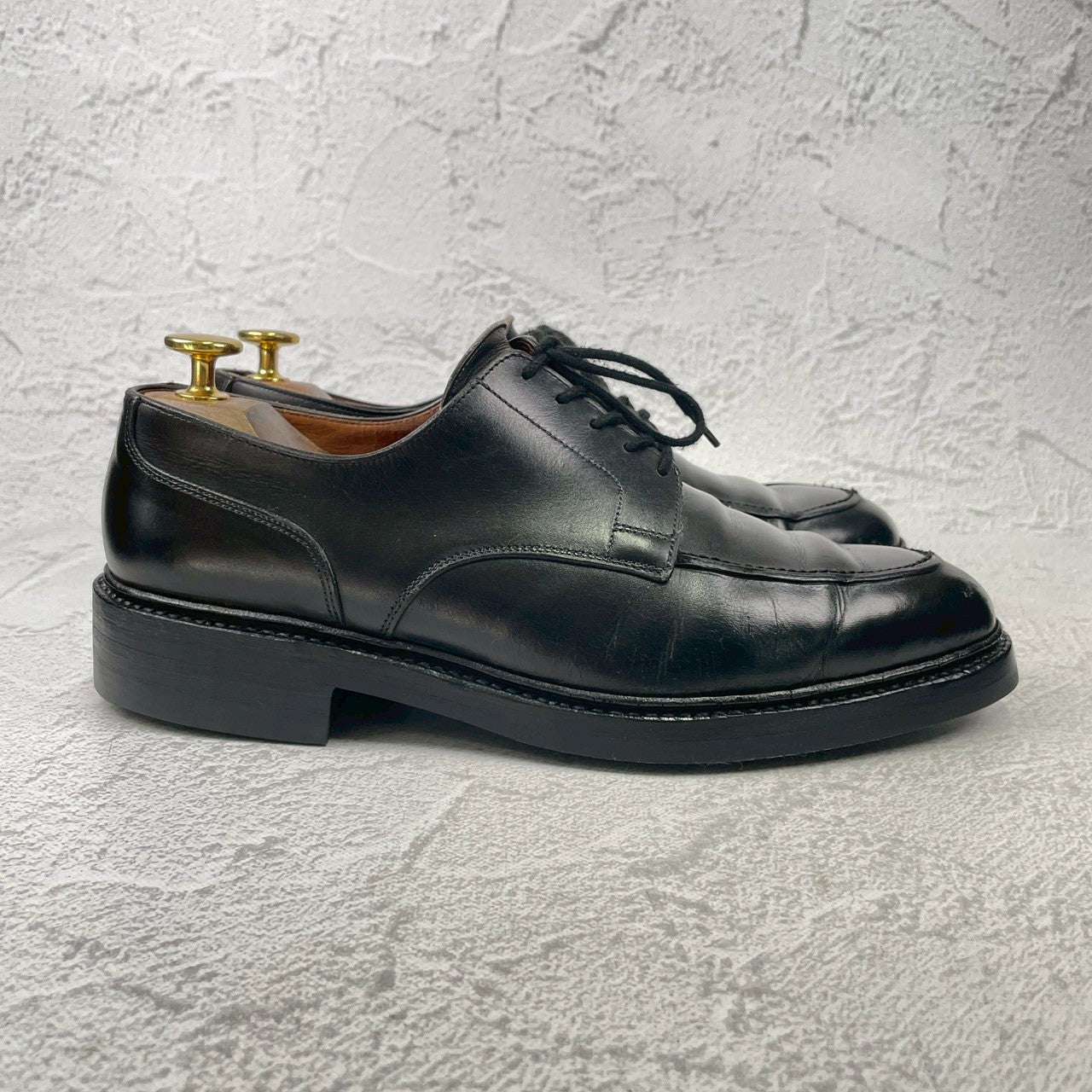 【オールソール済み】CROCKETT&JONES クロケットアンドジョーンズ DURHAM ダラム Uチップ 外羽根 黒 ブラック UK6 / 24.5cm【Ｗ3589】