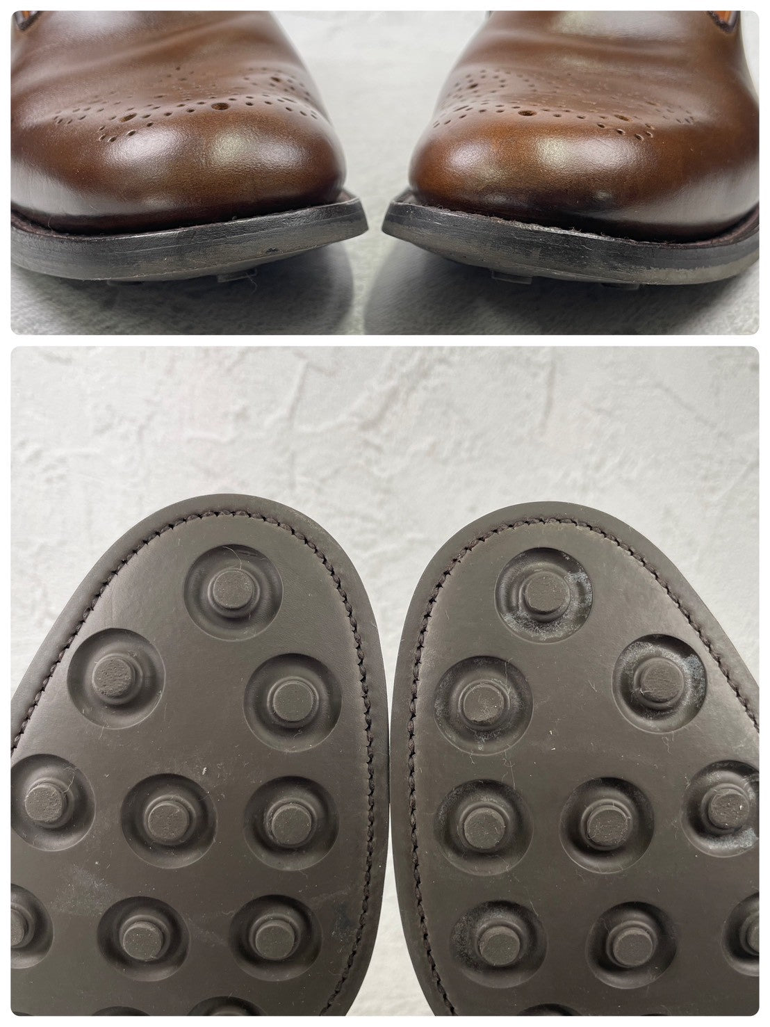 【美品】SANDERS サンダース 150周年アニバーサリー ブローグスリッポン 茶 ブラウン UK6.5 / 25.0cm【Ｗ3590】