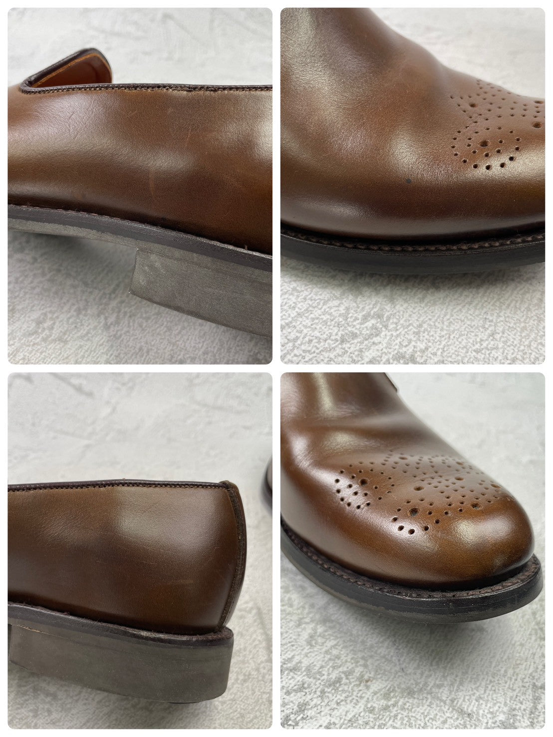 【美品】SANDERS サンダース 150周年アニバーサリー ブローグスリッポン 茶 ブラウン UK6.5 / 25.0cm【Ｗ3590】
