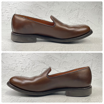 【美品】SANDERS サンダース 150周年アニバーサリー ブローグスリッポン 茶 ブラウン UK6.5 / 25.0cm【Ｗ3590】