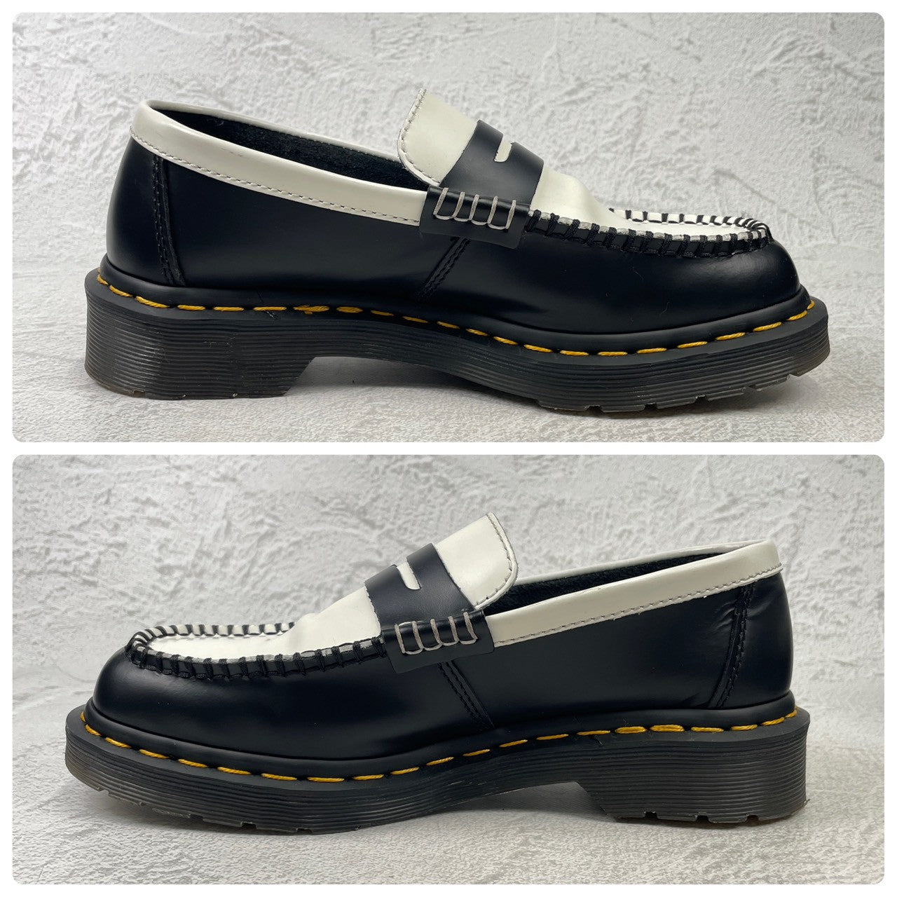 【美品】Dr.Martens ドクターマーチン PENTON ペントン コインローファー バイカラー 黒 白 UK5 / 24.0cm【Ｗ3584】Black White