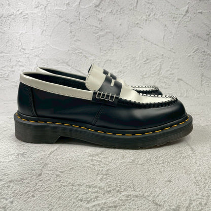 【美品】Dr.Martens ドクターマーチン PENTON ペントン コインローファー バイカラー 黒 白 UK5 / 24.0cm【Ｗ3584】Black White