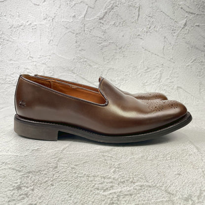 【美品】SANDERS サンダース 150周年アニバーサリー ブローグスリッポン 茶 ブラウン UK6.5 / 25.0cm【Ｗ3590】