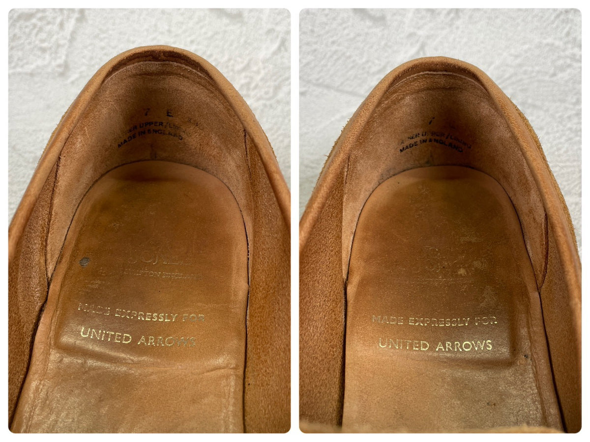 Crockett&Jones クロケットアンドジョーンズ｜UNITED ARROWS別注｜コインローファー スエード ライトブラウン UK7 / 25.5cm W3626