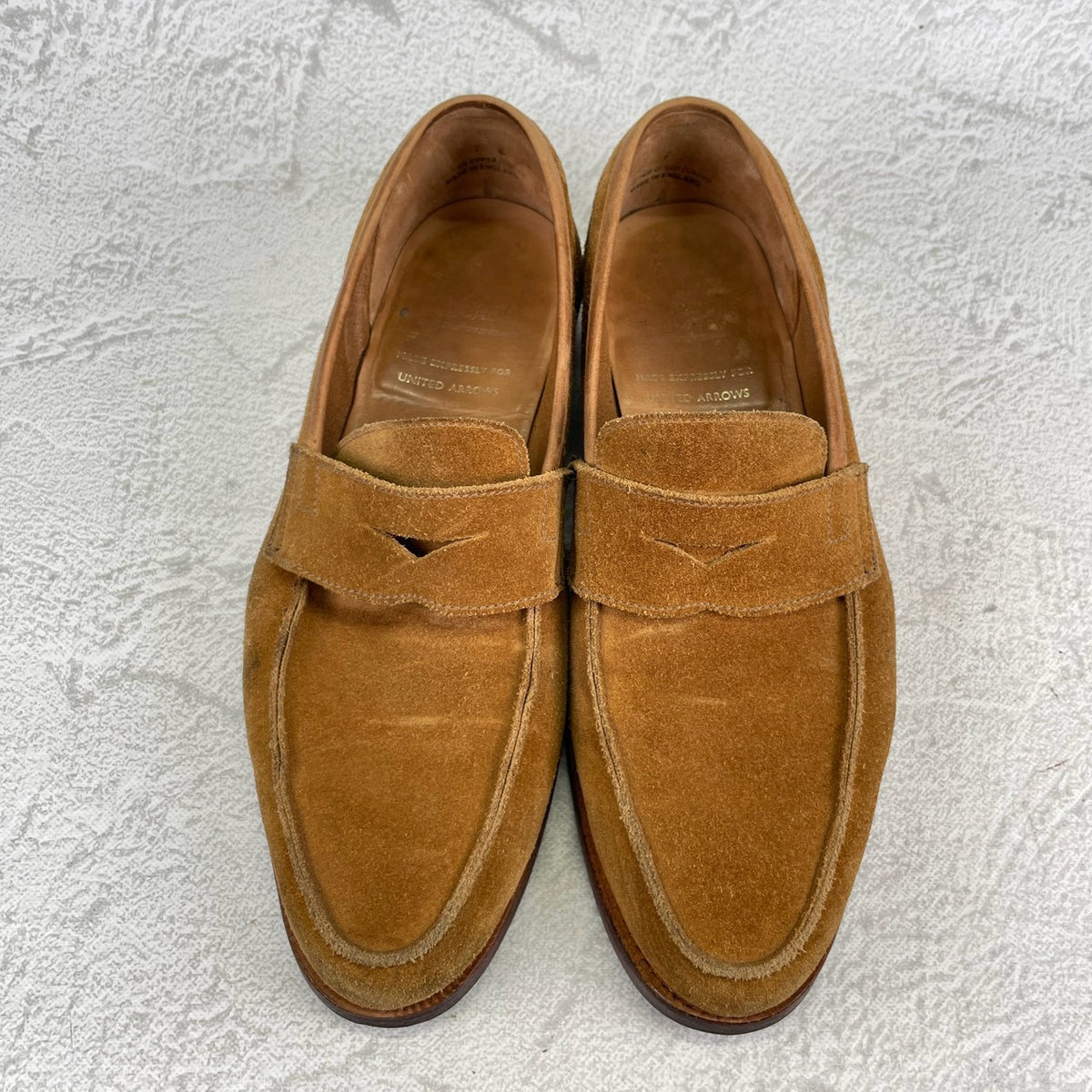 Crockett&Jones クロケットアンドジョーンズ｜UNITED ARROWS別注｜コインローファー スエード ライトブラウン UK7 / 25.5cm W3626