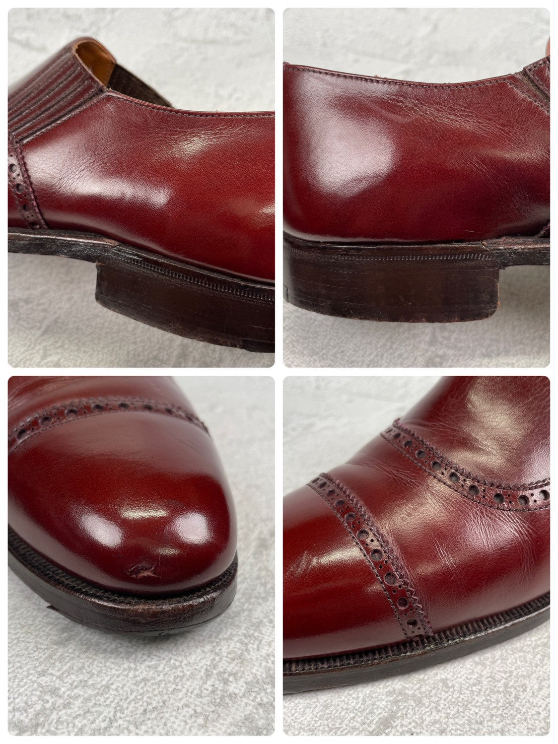 POULSEN SKONE&Co. ポールセン・スコーン｜サイドエラスティック｜クォーターブローグ バーガンディ UK6 / 24.5cm ダブルネーム W3622