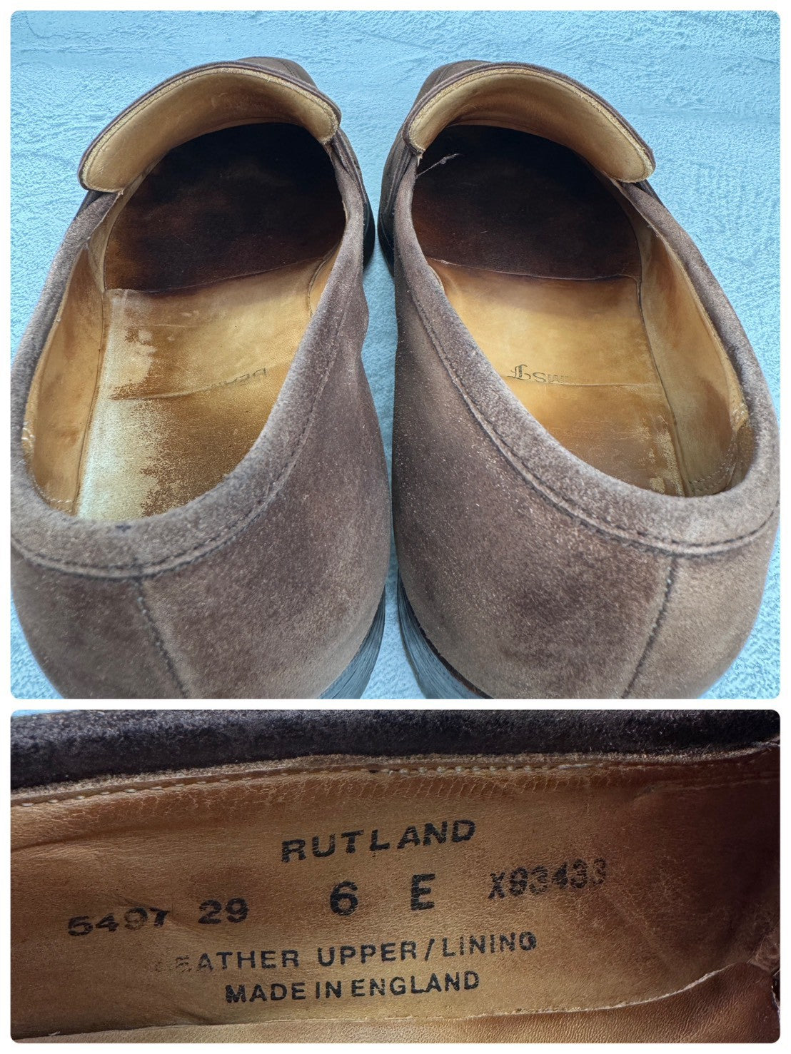 Crockett&Jones クロケットアンドジョーンズ｜RUTLAND ラトランド｜コインローファー スエード ハーフサドル スクエアトゥ ブラウン UK6 / 24.5cm 英国靴 W3639