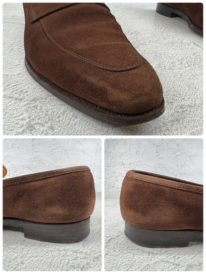 Crockett&Jones クロケットアンドジョーンズ｜RUTLAND ラトランド｜コインローファー スエード ハーフサドル スクエアトゥ ブラウン UK6 / 24.5cm 英国靴 W3639