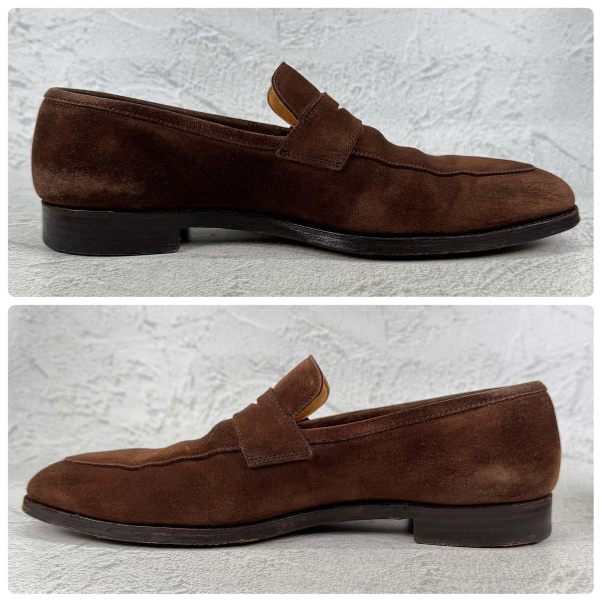 Crockett&Jones クロケットアンドジョーンズ｜RUTLAND ラトランド｜コインローファー スエード ハーフサドル スクエアトゥ ブラウン UK6 / 24.5cm 英国靴 W3639