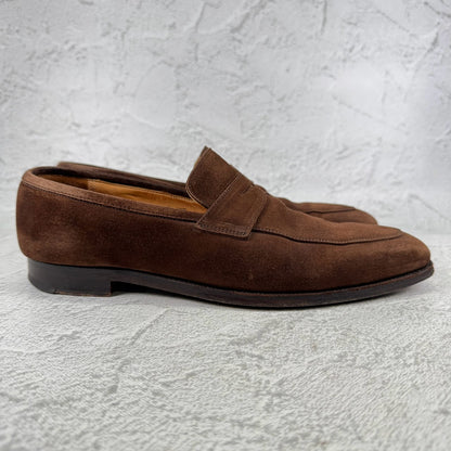 Crockett&Jones クロケットアンドジョーンズ｜RUTLAND ラトランド｜コインローファー スエード ハーフサドル スクエアトゥ ブラウン UK6 / 24.5cm 英国靴 W3639