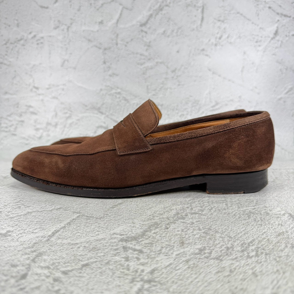 Crockett&Jones クロケットアンドジョーンズ｜RUTLAND ラトランド｜コインローファー スエード ハーフサドル スクエアトゥ ブラウン UK6 / 24.5cm 英国靴 W3639