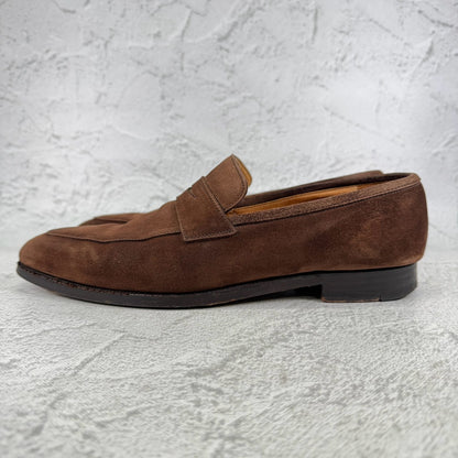 Crockett&Jones クロケットアンドジョーンズ｜RUTLAND ラトランド｜コインローファー スエード ハーフサドル スクエアトゥ ブラウン UK6 / 24.5cm 英国靴 W3639
