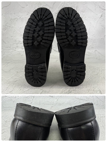 GUCCI グッチ｜ホースビット チャッカブーツ｜ホースビット レザー ブラック US6.5相当 / 23.5cm レディース ラバーソール W3637