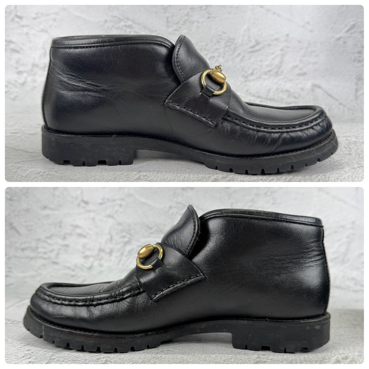 GUCCI グッチ｜ホースビット チャッカブーツ｜ホースビット レザー ブラック US6.5相当 / 23.5cm レディース ラバーソール W3637