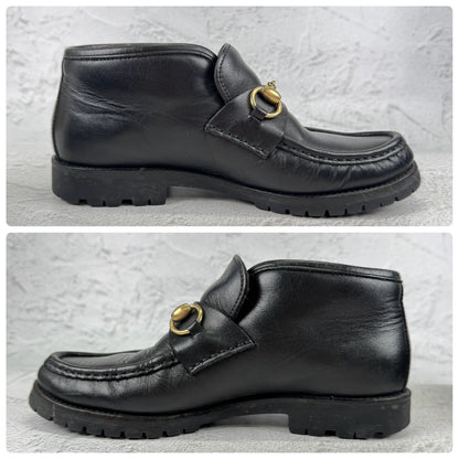 GUCCI グッチ｜ホースビット チャッカブーツ｜ホースビット レザー ブラック US6.5相当 / 23.5cm レディース ラバーソール W3637