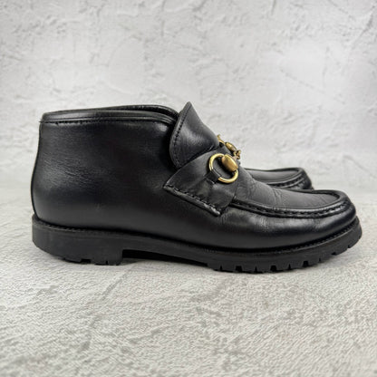GUCCI グッチ｜ホースビット チャッカブーツ｜ホースビット レザー ブラック US6.5相当 / 23.5cm レディース ラバーソール W3637