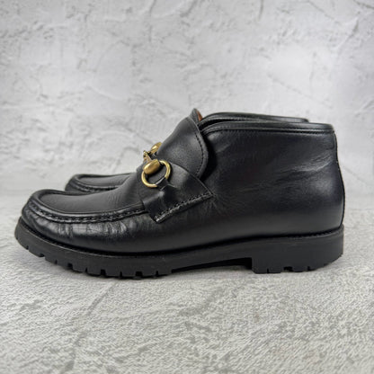 GUCCI グッチ｜ホースビット チャッカブーツ｜ホースビット レザー ブラック US6.5相当 / 23.5cm レディース ラバーソール W3637