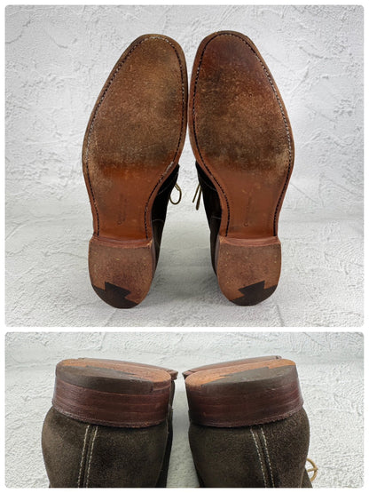 Crockett&Jones クロケットアンドジョーンズ｜CHUKKA チャッカ｜ブラウン×カーキ UK7.5D / 26cm アンライニング スエード レザーソール 英国靴 良品 W3649
