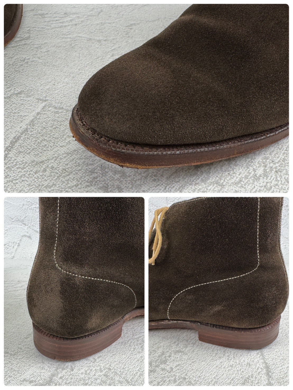 Crockett&Jones クロケットアンドジョーンズ｜CHUKKA チャッカ｜ブラウン×カーキ UK7.5D / 26cm アンライニング スエード レザーソール 英国靴 良品 W3649