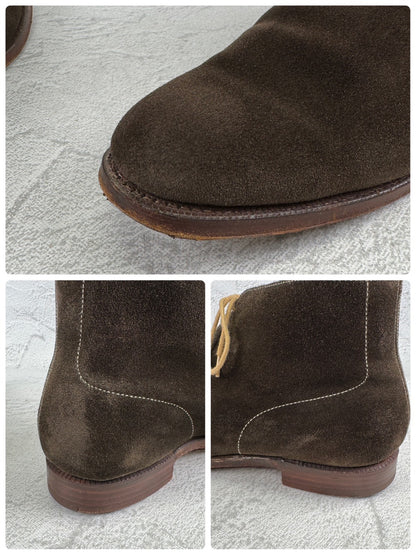 Crockett&Jones クロケットアンドジョーンズ｜CHUKKA チャッカ｜ブラウン×カーキ UK7.5D / 26cm アンライニング スエード レザーソール 英国靴 良品 W3649