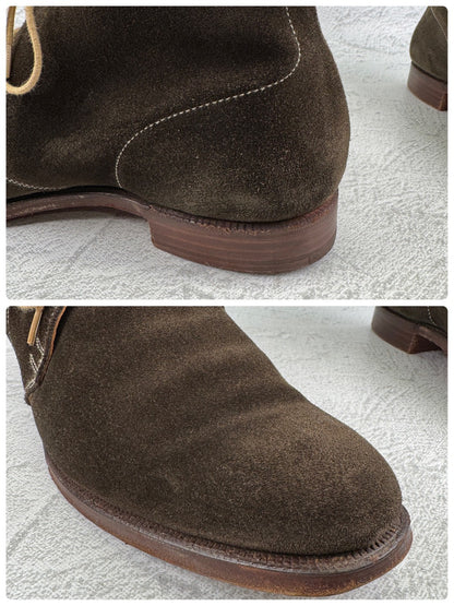 Crockett&Jones クロケットアンドジョーンズ｜CHUKKA チャッカ｜ブラウン×カーキ UK7.5D / 26cm アンライニング スエード レザーソール 英国靴 良品 W3649