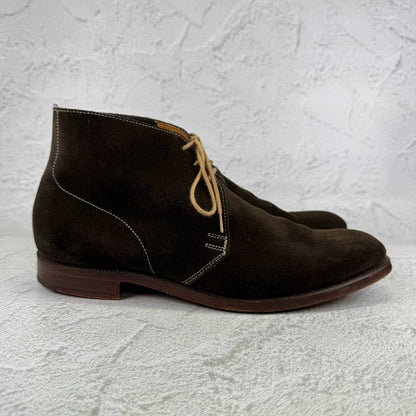 Crockett&Jones クロケットアンドジョーンズ｜CHUKKA チャッカ｜ブラウン×カーキ UK7.5D / 26cm アンライニング スエード レザーソール 英国靴 良品 W3649