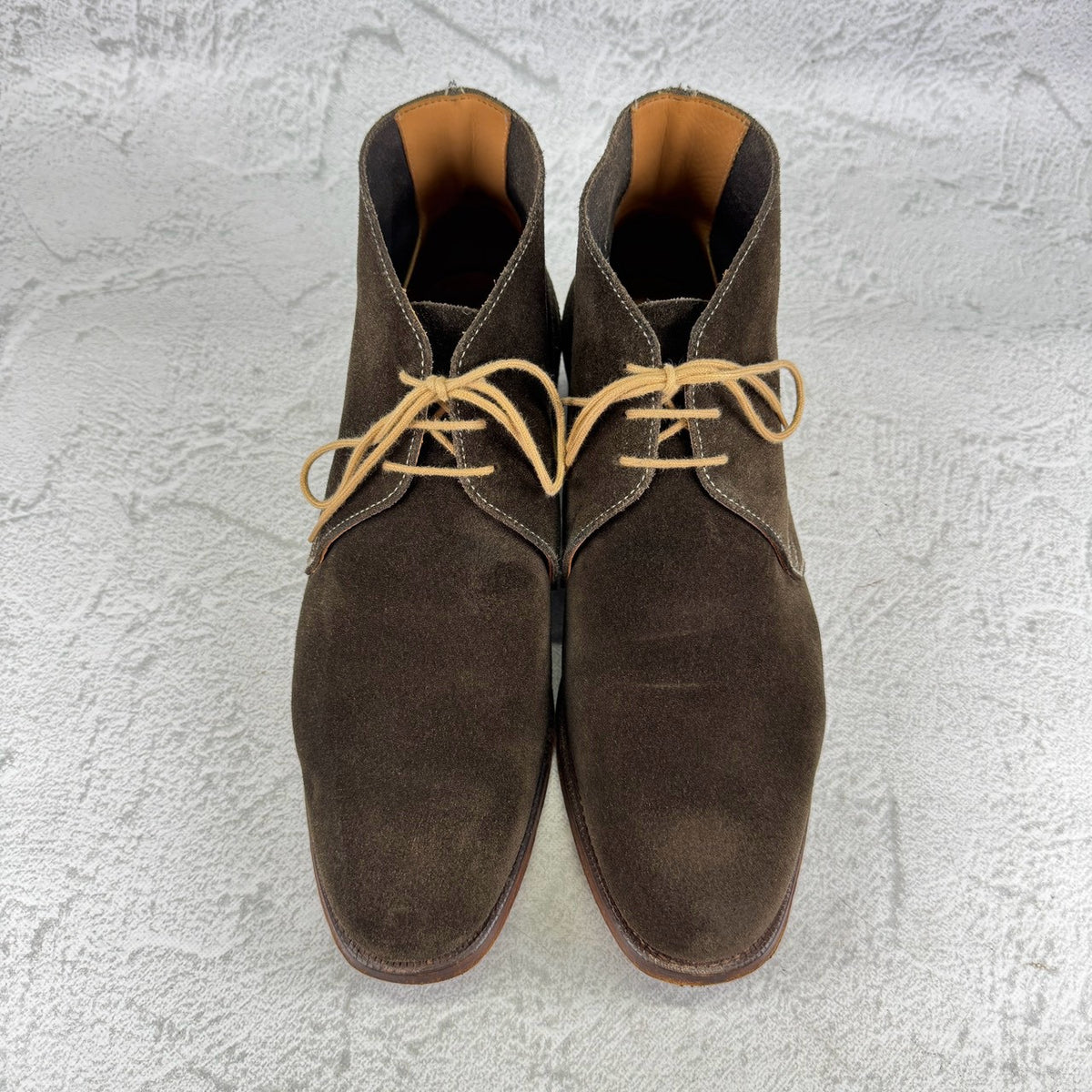 Crockett&Jones クロケットアンドジョーンズ｜CHUKKA チャッカ｜ブラウン×カーキ UK7.5D / 26cm アンライニング スエード レザーソール 英国靴 良品 W3649