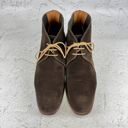 Crockett&Jones クロケットアンドジョーンズ｜CHUKKA チャッカ｜ブラウン×カーキ UK7.5D / 26cm アンライニング スエード レザーソール 英国靴 良品 W3649
