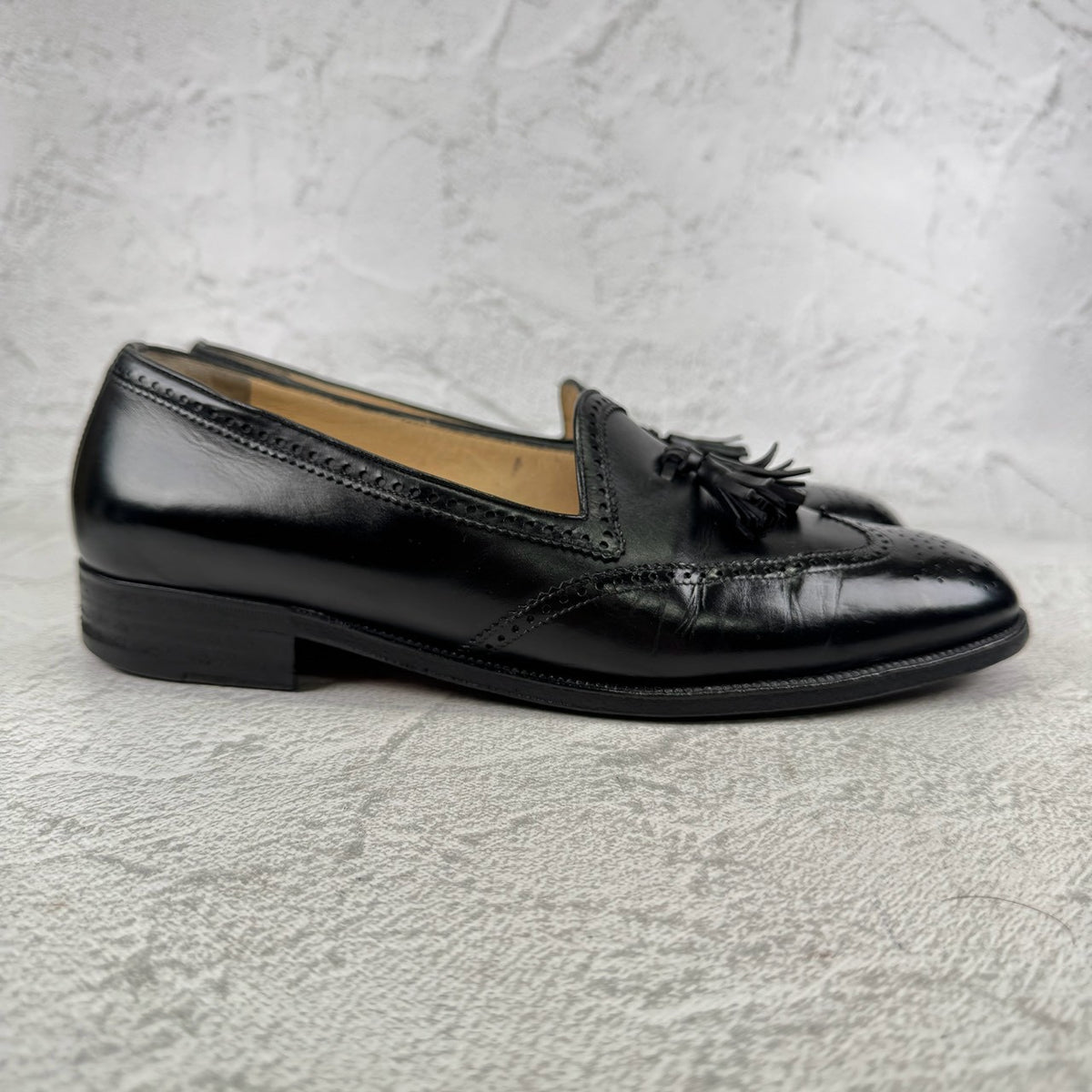 TANINO CRISCI タニノクリスチー｜311 タッセルローファー ウイングチップ ブラック UK7 / 25.5〜26cm イタリア靴 マッケイ製法 W3646
