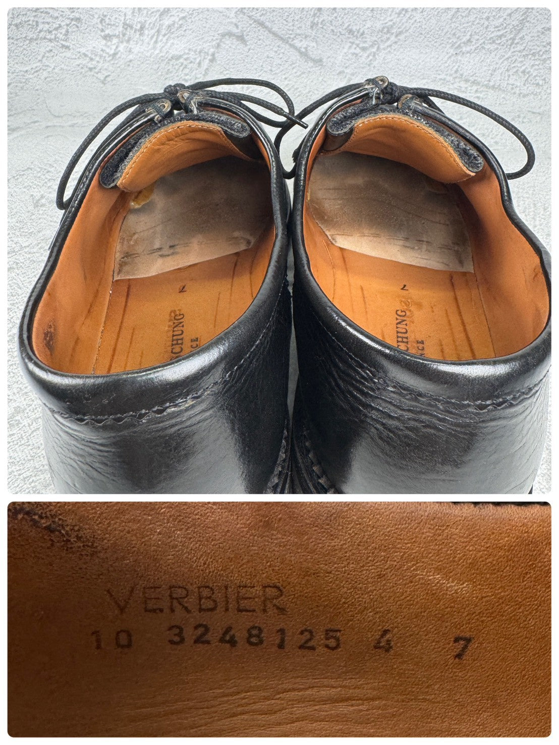 HESCHUNG エシュン｜YUKETEN ユケテン｜VERBIER ヴェルビエ｜チロリアンシューズ フェルト×シボ革 ブラック UK7 / 25.5〜26cm相当 ラバーソール フランス製 W3645