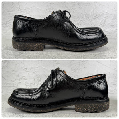 HESCHUNG エシュン｜YUKETEN ユケテン｜VERBIER ヴェルビエ｜チロリアンシューズ フェルト×シボ革 ブラック UK7 / 25.5〜26cm相当 ラバーソール フランス製 W3645