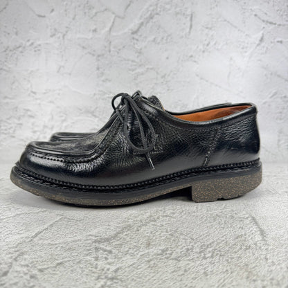 HESCHUNG エシュン｜YUKETEN ユケテン｜VERBIER ヴェルビエ｜チロリアンシューズ フェルト×シボ革 ブラック UK7 / 25.5〜26cm相当 ラバーソール フランス製 W3645